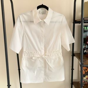 3.1 PHILLIP LIM white collared shirt with cinch waist